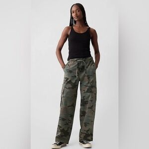 GAP Fine Twill Green Camo Street Wear Baggy Wide Leg Oversized Cargo Pants XXL